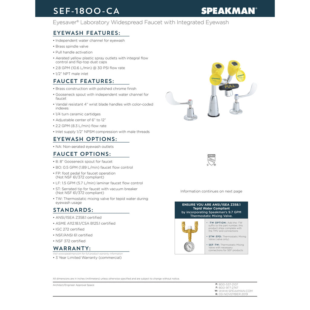 Speakman SEF-1800-CA-8