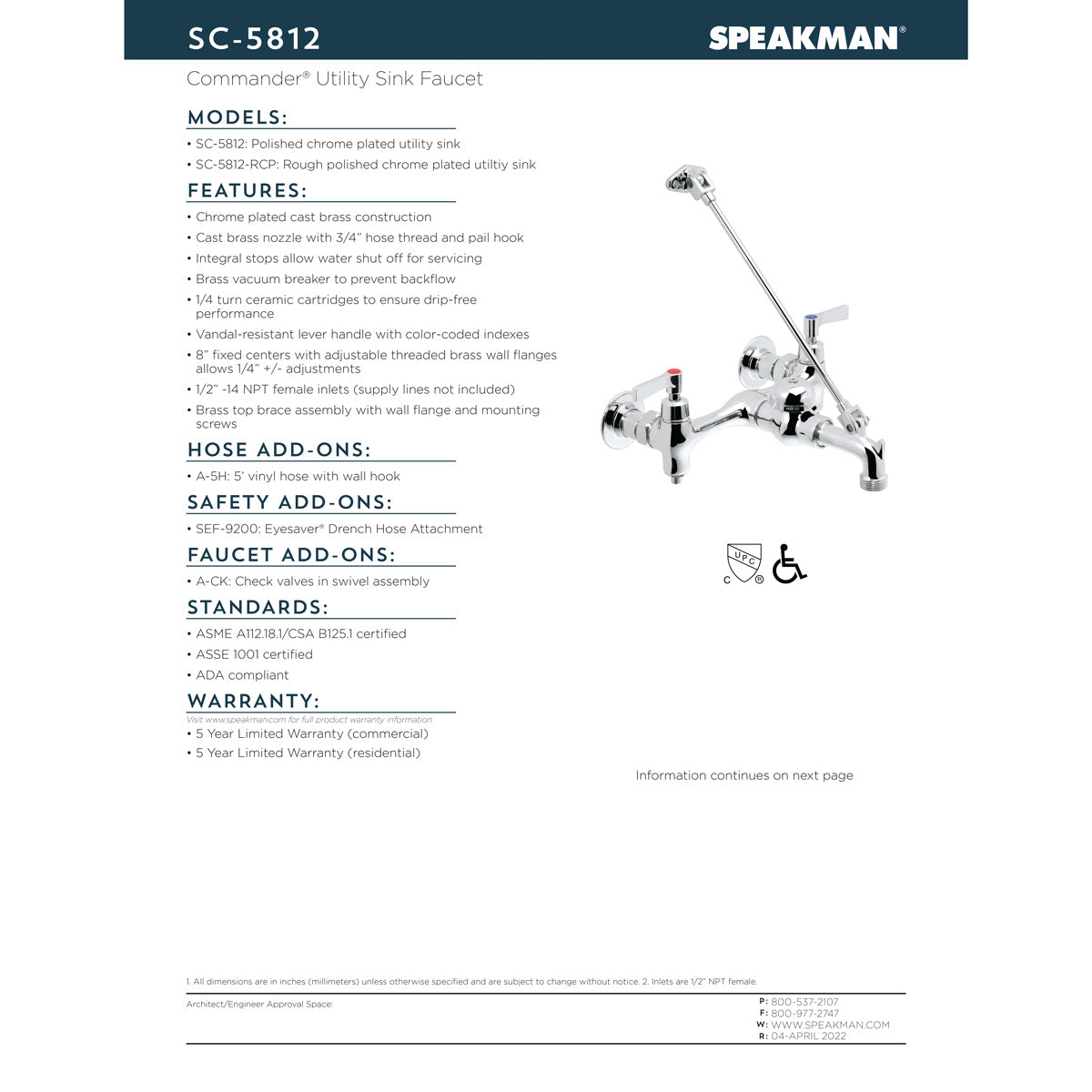 Speakman Service Sink Faucet SC-5812-RCP