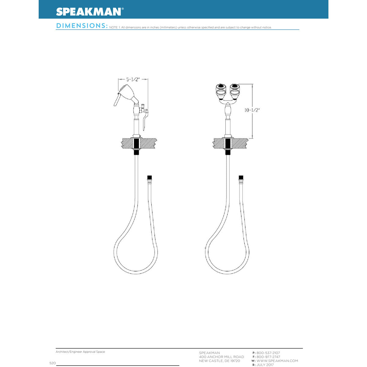 Speakman SE-927-8XHS Deck Mounted 8' Drench Hose & Eyewash Combination - SE-927-8XHS