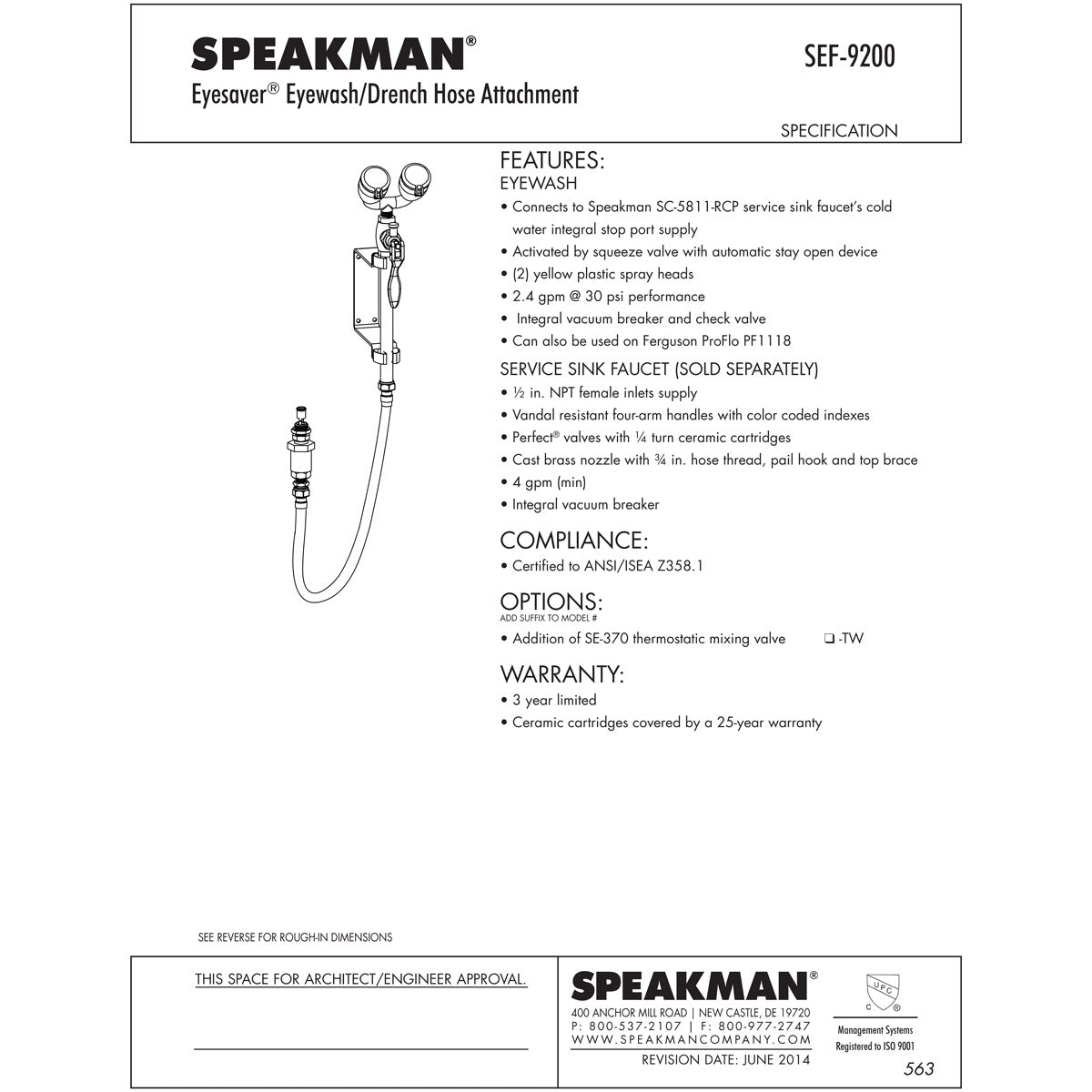 Speakman SEF-9200 Eyesaver(R) Eyewash/Drench Hose Attachment