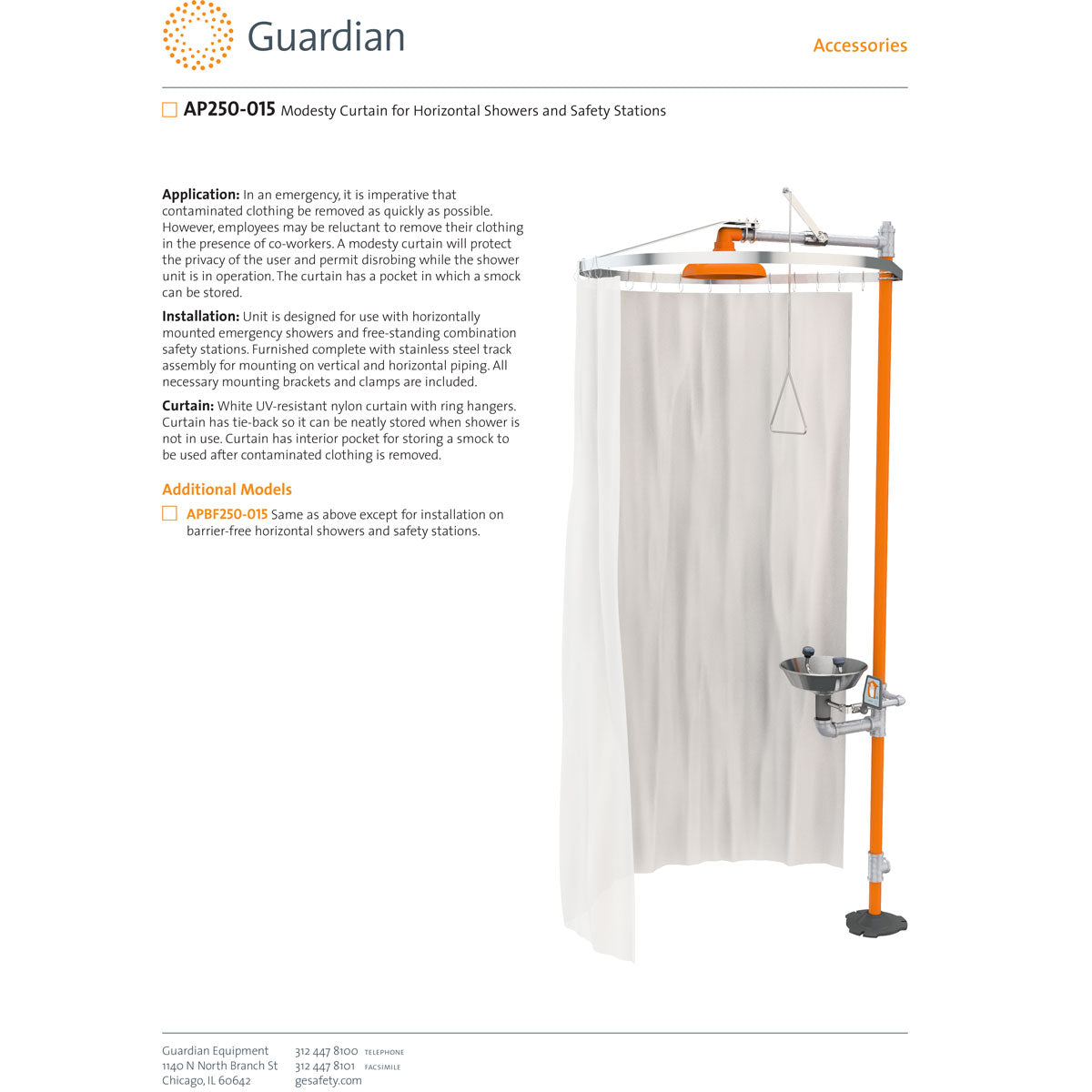 Guardian AP250-015 Eyewash Station Drench Shower Privacy Curtain