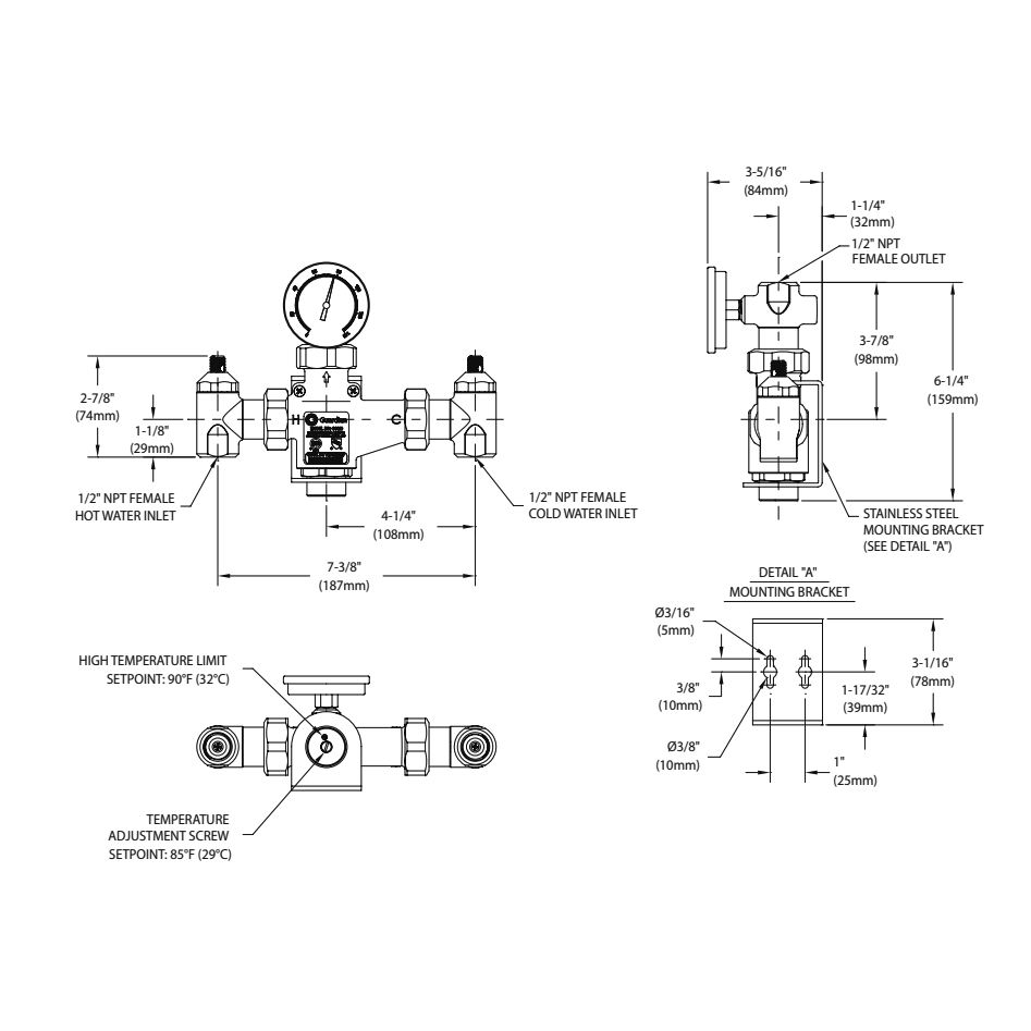 Guardian G6020 Thermostatic Mixing Valve, 13 Gallon/49 Liter Capacity - Replaces Guardian G3600LF