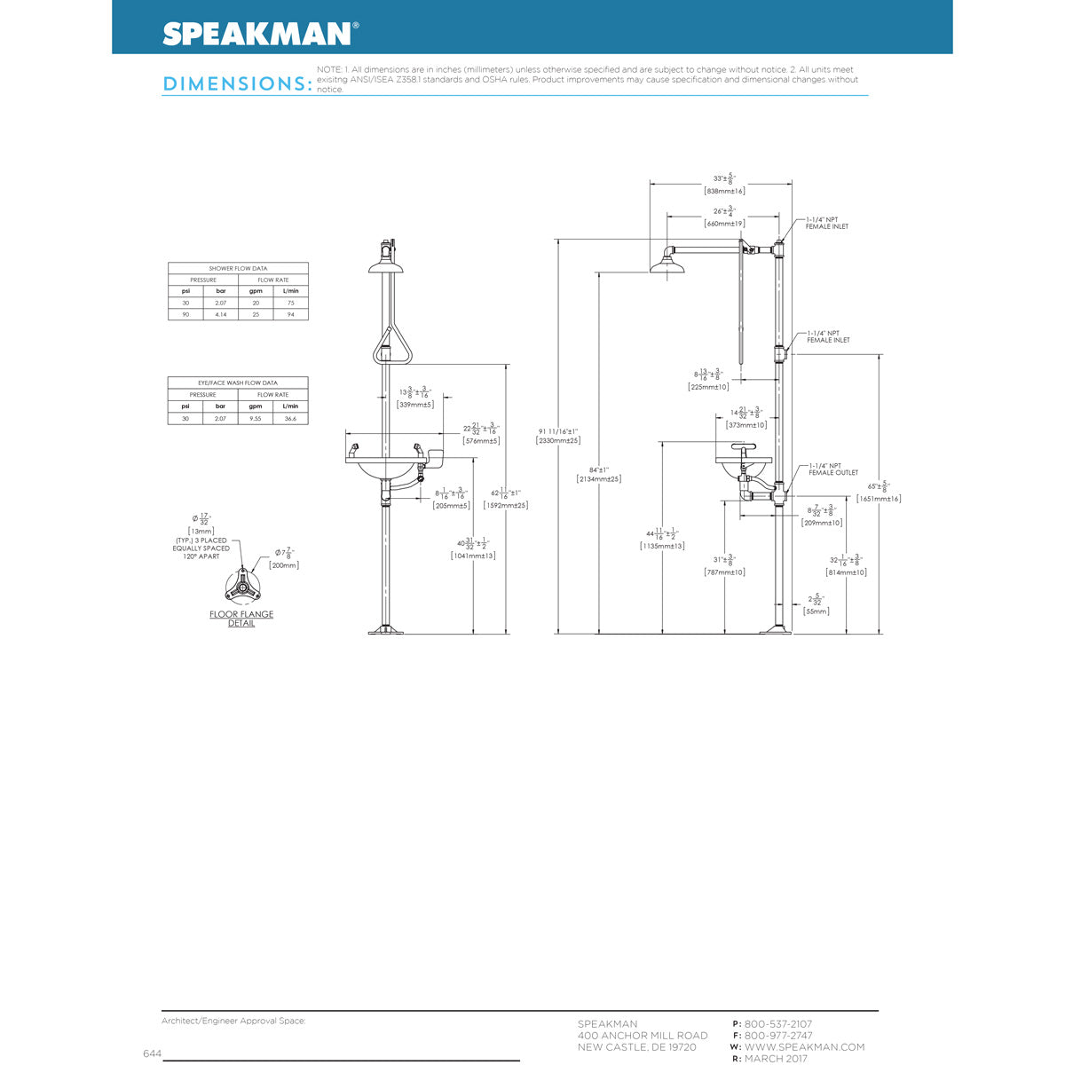 Speakman Select Series SE-603-30GPM Emergency Combination Shower & Eye/face Wash - SE-603-30GPM