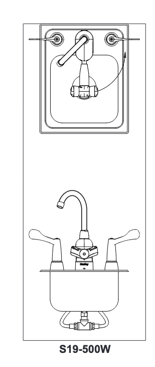 Bradley S19-500W Deck-Mount Swing-Activated Faucet/Eyewash Unit, Wrist Blade Faucet, Right Hand