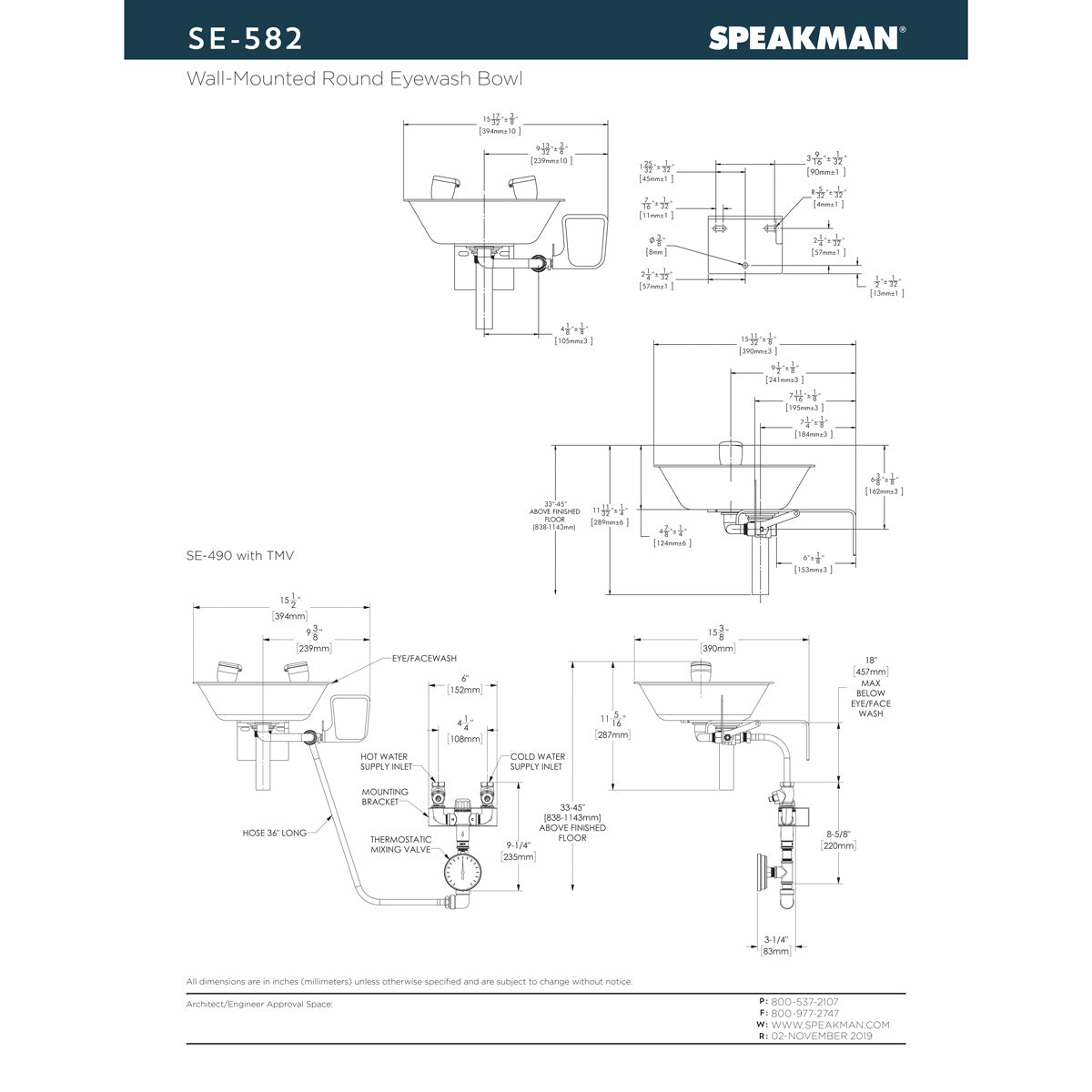 Speakman SE-582 Eyewash, Wall mounted