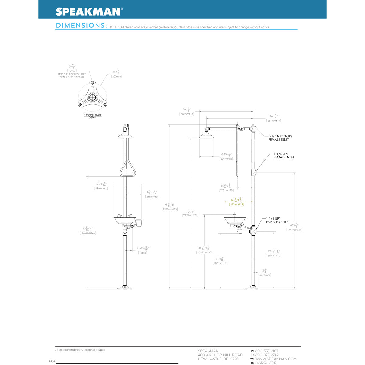 Speakman SE-693 Combination Eyewash and Drench Shower