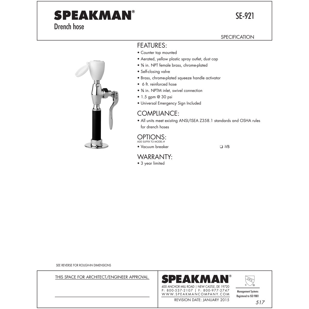 Speakman SE-921 Drench Hose