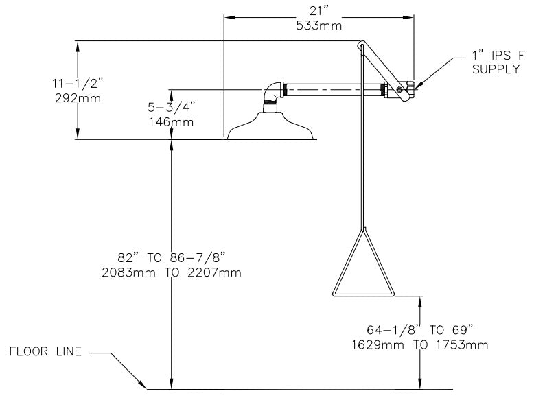 Haws 8133H Horizontal Mount Drench Shower w/ Stainless Steel Shower Head